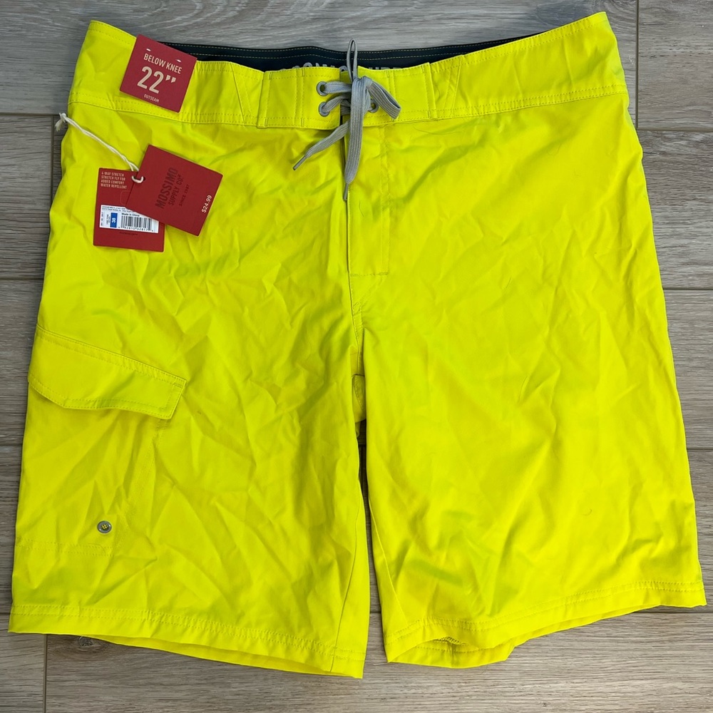 NWT Men’s Swim trunks, neon yellow
